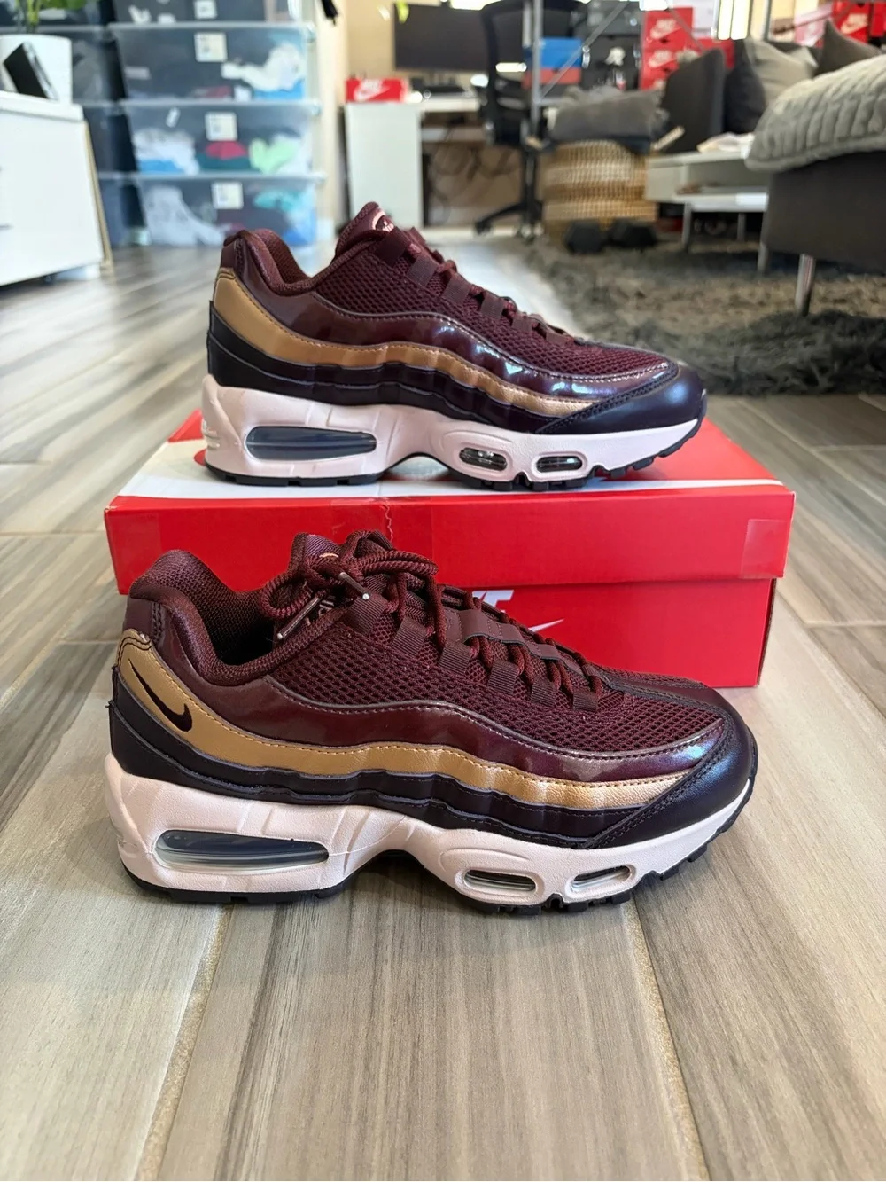 Women's Nike Air Max 95 Big Bubble Shoes -Burgundy Crush Metallic Red IB6398 600